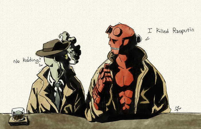 My two favourite detectives, Nick Valentine and Hellboy