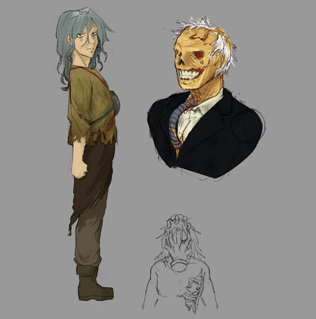 character designs based on a fusion of my hero academia, and fallout.